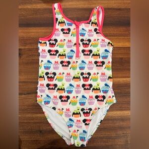 Disney Kids Swim One Piece with Cupcake Character Print - Pink and Multicolor